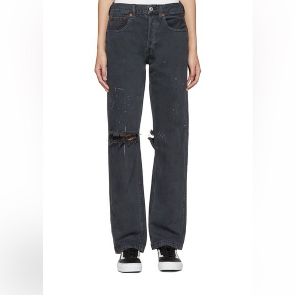 NWT RE/DONE Grunge Jean - Black Dirty Destroy size 24